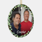 いとこは写真の緑の草木のクリスマスを所有します セラミックオーナメント (右)