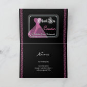 いとこは後輩の新婦付添人-紫色のガウン感謝していしています サンキューカード (内部)