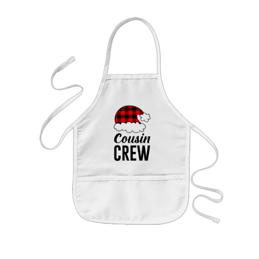 いとこクルーのクリスマスホリデーバッファロープレイド 子供用エプロン (正面)