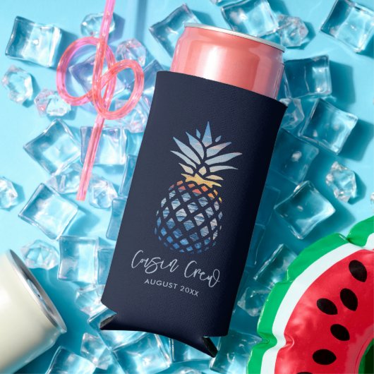 いとこクルーのサンセットビーチパイナップルファミリー懇親会 スリム缶クーラー (インサイチュ 夏)