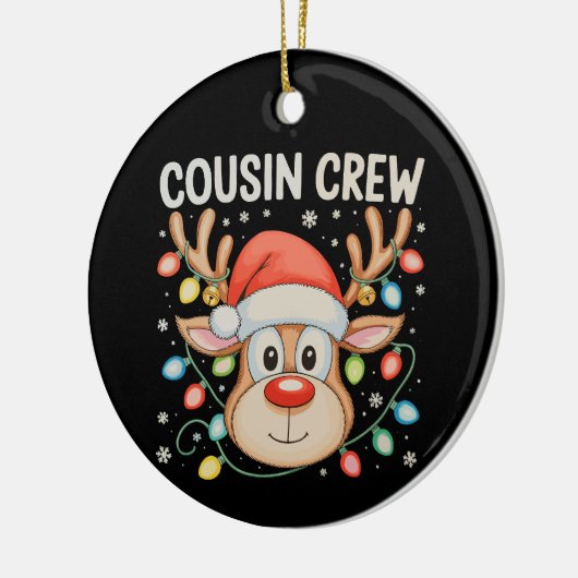 いとこクルーのトナカイのクリスマスクリスマスライツホリデー セラミックオーナメント (左)