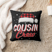 いとこクルー赤い格子模様サンタハットクリスマス クッション (ブランケット)