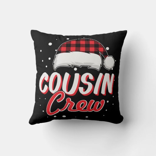 いとこクルー赤い格子模様サンタハットクリスマス クッション (裏面)
