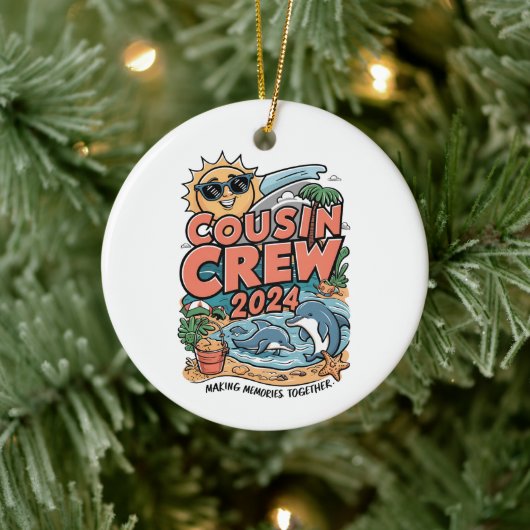 いとこクルー2024夏休みビーチ家族旅行 セラミックオーナメント (ツリー)