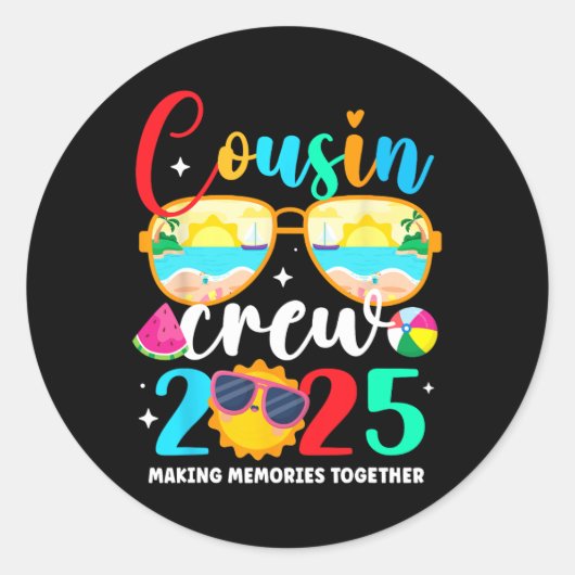 いとこクルー2025夏休みビーチ家族旅行 ラウンドシール (正面)