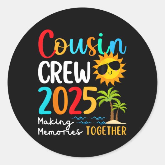 いとこクルー2025夏休みビーチ家族旅行 ラウンドシール (正面)