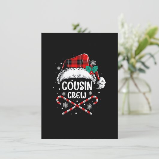 いとこクルーSanta Red PlaidクリスマスおもしろいクリスマスP 招待状 (スタンド正面)