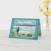 いとこハッピーバースデー – 人間と海波 カード (黄色い花)