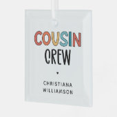 いとこパーソナライズされたの贈り物にマッチするいとこのクルー ガラスオーナメント (正面左)