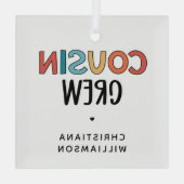 いとこパーソナライズされたの贈り物にマッチするいとこのクルー ガラスオーナメント (裏面)