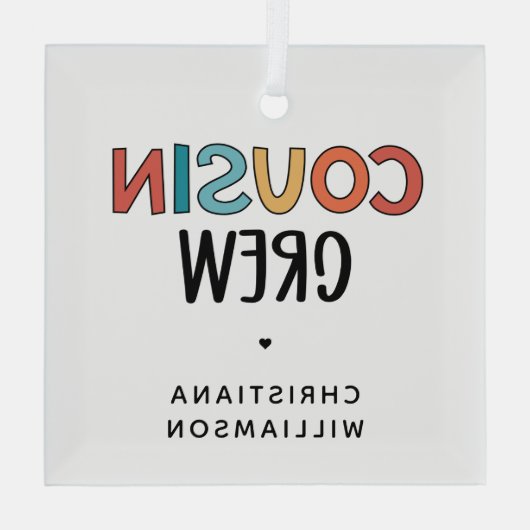 いとこパーソナライズされたの贈り物にマッチするいとこのクルー ガラスオーナメント (裏面)