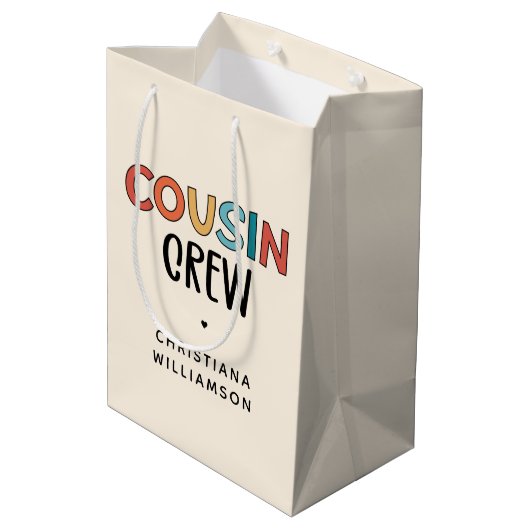 いとこパーソナライズされたの贈り物にマッチするいとこのクルー ミディアムペーパーバッグ (裏面アングル)