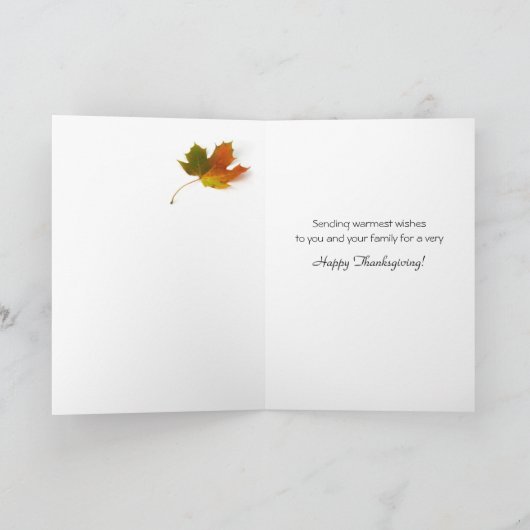 いとこ及び彼女の家族の紅葉のための感謝祭 シーズンカード (内部)
