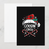 いとこ達とサンタ 赤いチェックのクリスマス 面白い クリスマスＰ 招待状 (正面/裏面)