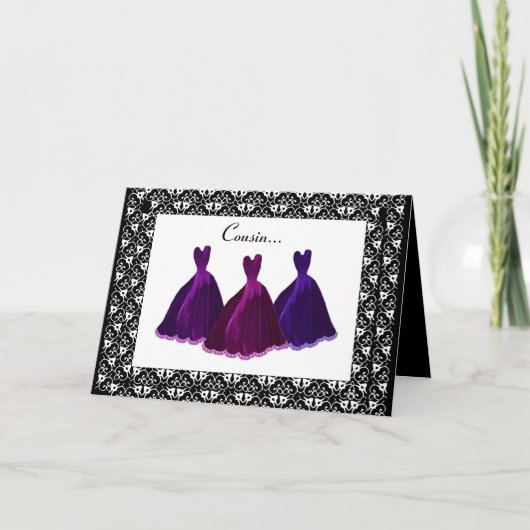 いとこ – ブライドメイド招待状パープルゴーンズ 招待状 (正面)