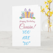 いとこ「50番」誕生日用特別カード カード (黄色い花)