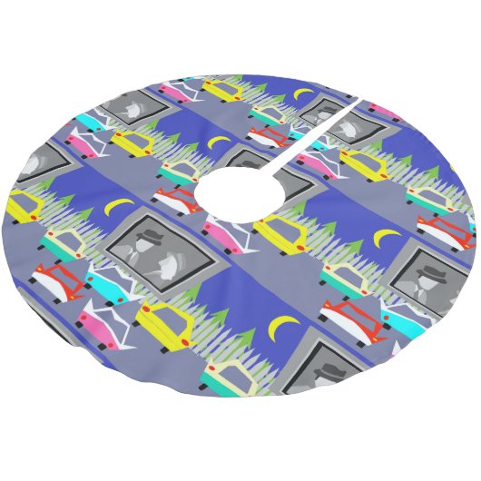 いなか町のドライブ・イン映画クリスマスツリーのスカート ブラッシュドポリエステルツリースカート (アングル)