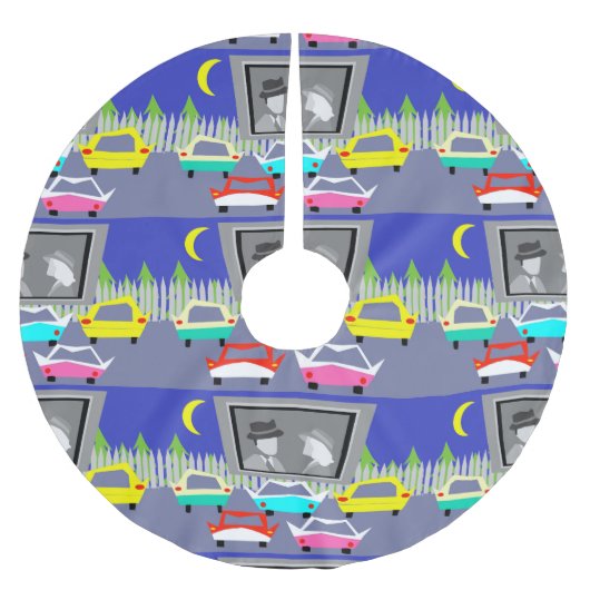 いなか町のドライブ・イン映画クリスマスツリーのスカート ブラッシュドポリエステルツリースカート (正面)