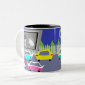 いなか町のドライブ・イン映画コーヒー・マグ ツートーンマグカップ (正面左)