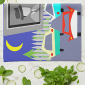 いなか町のドライブ・イン映画台所タオル キッチンタオル (折り畳み)