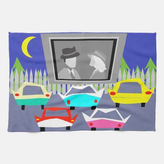 いなか町のドライブ・イン映画台所タオル キッチンタオル (横)