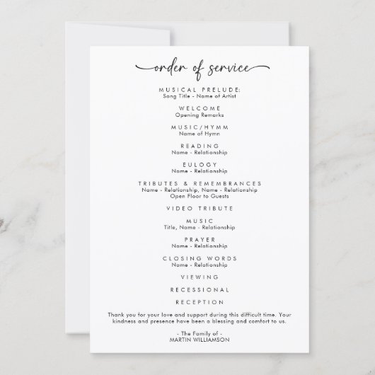 いのちのシンプルな祝祭 写真によるお葬式プログラム サンキューカード (裏面)