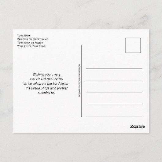 いのちのパン 感謝祭の休暇、幸せなホリデー ポストカード (裏面)