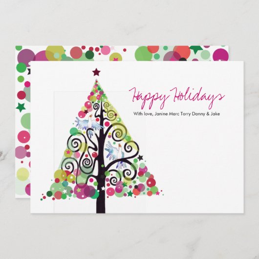 いのちの木のホリデー家族グリーティングカード シーズンカード (正面/裏面)