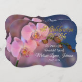 いのちの祝い 招待 ピンクのラン 招待状 (正面/裏面)