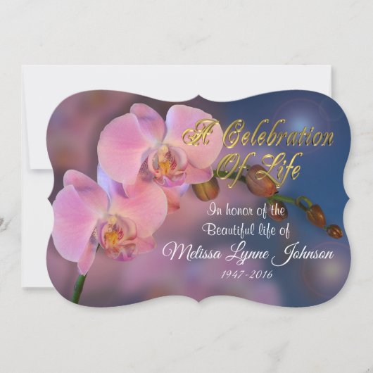 いのちの祝い 招待 ピンクのラン 招待状 (正面)