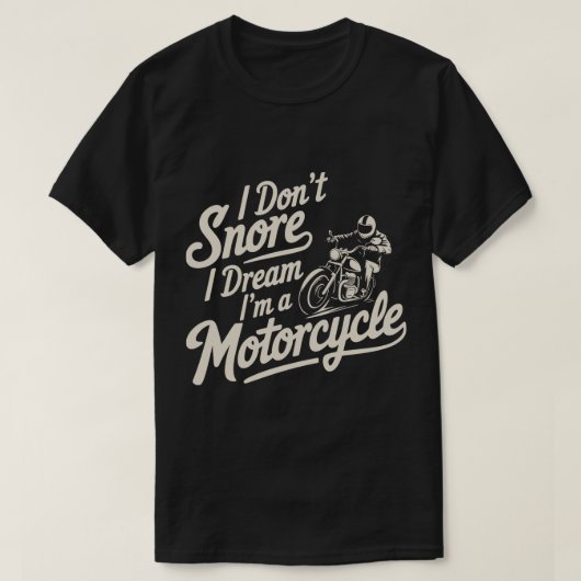 いびきおもしろいバイクもしくは自転車に乗る人オートバイアパレルティー Tシャツ (デザイン正面)