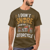 いびきおもしろいバイクもしくは自転車に乗る人オートバイアパレルティー Tシャツ (正面)