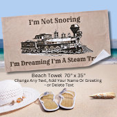 いびきしない夢を見て私は蒸気機関車である、名前を追加 ビーチタオル