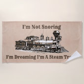 いびきしない夢を見て私は蒸気機関車である、名前を追加 ビーチタオル (正面)