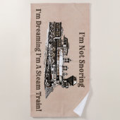 いびきしない夢を見て私は蒸気機関車である、名前を追加 ビーチタオル (正面)