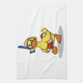 いびきマスクを着たカモ|背景色を選択 キッチンタオル (縦)