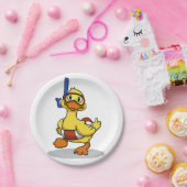 いびきマスクを着たカモ|背景色を選択 ペーパープレート (パーティー)