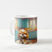 いやがる子犬の陶磁器コーヒーマグ コーヒーマグカップ (正面左)