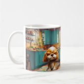 いやがる子犬の陶磁器コーヒーマグ コーヒーマグカップ (左)