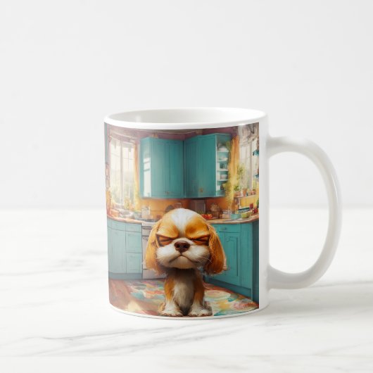 いやがる子犬の陶磁器コーヒーマグ コーヒーマグカップ (右)
