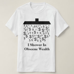 いやらしい金を蓄えてシャワーを浴びる Tシャツ