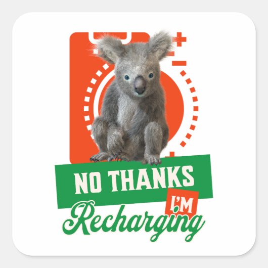 いや感謝してい、コアラ・ベア・バッテリーを充電している スクエアシール (正面)