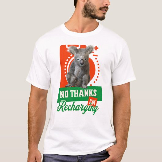 いや感謝してい、コアラ・ベア・バッテリーを充電している Tシャツ (正面)