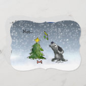 いや…夜の静かクリスマス犬の漫画カード シーズンカード (正面/裏面)