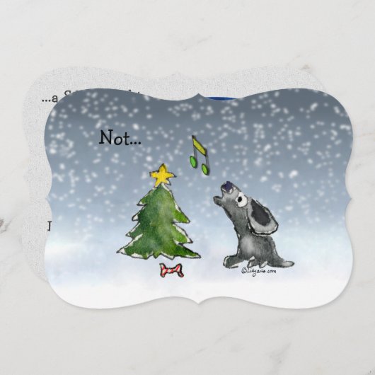 いや…夜の静かクリスマス犬の漫画カード シーズンカード (正面/裏面)