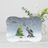 いや…夜の静かクリスマス犬の漫画カード シーズンカード (スタンド正面)