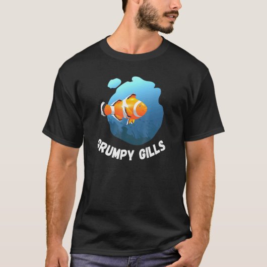 いらだつエラのカクレクマノミ 水槽 ひれ 魚の水槽 泳ぐ Tシャツ (正面)