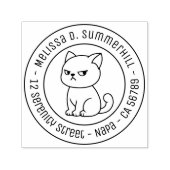 いらだつ猫の丸型住所表示 セルフインキングスタンプ (デザイン)