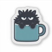 いらだつ黒猫のコーヒーマグステッカー シール (正面)