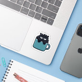 いらだつ黒猫のコーヒーマグステッカー シール (ノートパソコンとiPhone)